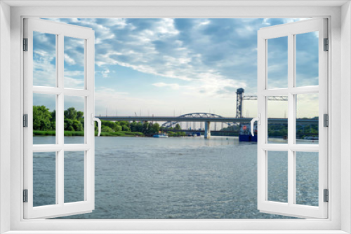 Fototapeta Naklejka Na Ścianę Okno 3D - View of river Don with ships and bridge over it