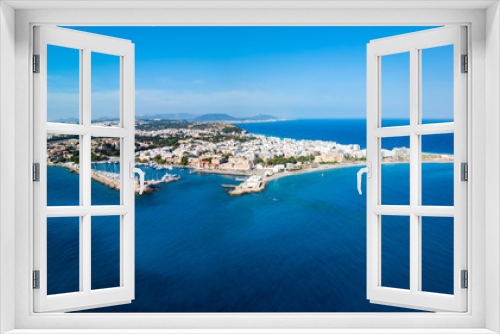 Fototapeta Naklejka Na Ścianę Okno 3D - Mandraki port Rhodes city, Greece