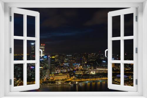 Fototapeta Naklejka Na Ścianę Okno 3D - Beautiful night panorama of Singapore city