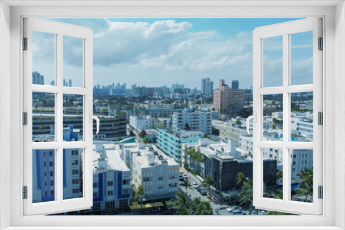 Fototapeta Naklejka Na Ścianę Okno 3D - Skyline of Miami Beach from drone on a beautiful sunny day