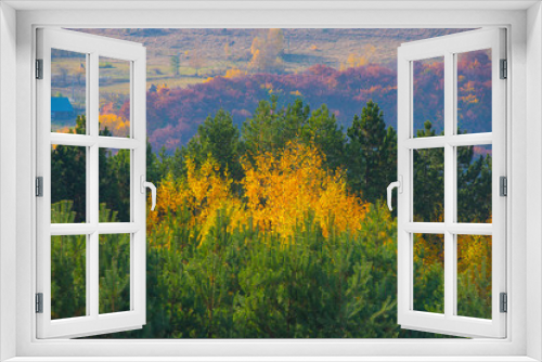 Fototapeta Naklejka Na Ścianę Okno 3D - Autumn scene in the mountains
