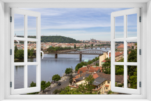 Fototapeta Naklejka Na Ścianę Okno 3D - Aerial view of the Old Town and Charles Bridge in Prague, Czech Republic