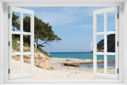 Fototapeta Naklejka Na Ścianę Okno 3D - Cala Llonga beach Ibiza