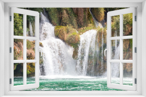 Fototapeta Naklejka Na Ścianę Okno 3D - Waterfalls Skradinski Buk in The Krka National Park in Croatia, Europe.