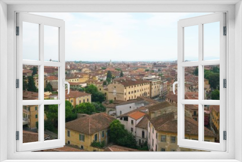 Fototapeta Naklejka Na Ścianę Okno 3D - Pisa,Italy-July 28, 2018: View of Pisa city from the top of the Leaning Tower in Pisa, Italy.
