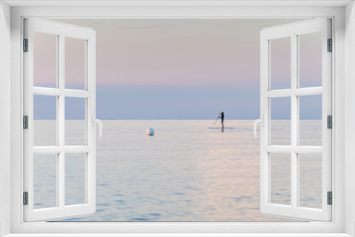 Fototapeta Naklejka Na Ścianę Okno 3D - single man on Stand Up Paddle Board. SUP. in beatutiful sunset