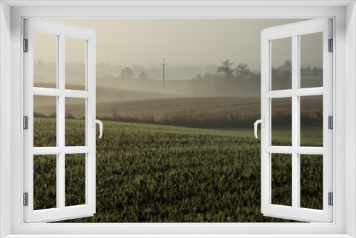 Fototapeta Naklejka Na Ścianę Okno 3D - poranek na wsi
