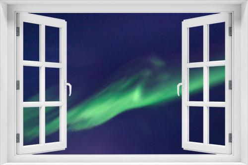 Fototapeta Naklejka Na Ścianę Okno 3D - The polar arctic Northern lights aurora borealis sky star in Norway Svalbard in Longyearbyen city  mountains