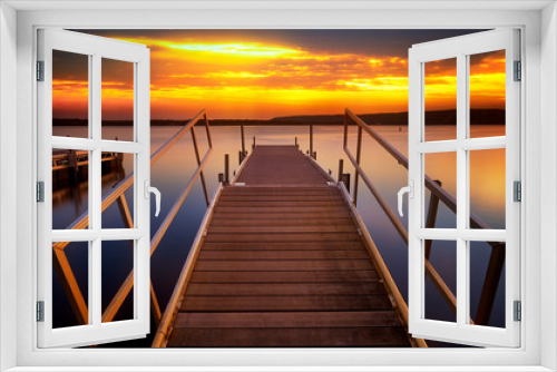 Fototapeta Naklejka Na Ścianę Okno 3D - Sunset at the fishing pier