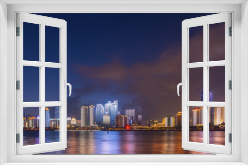 Fototapeta Naklejka Na Ścianę Okno 3D - The night scene of urban architectural landscape in Qingdao