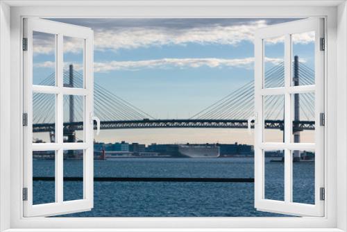 Fototapeta Naklejka Na Ścianę Okno 3D - 横浜ぷかり桟橋からのベイブリッジ