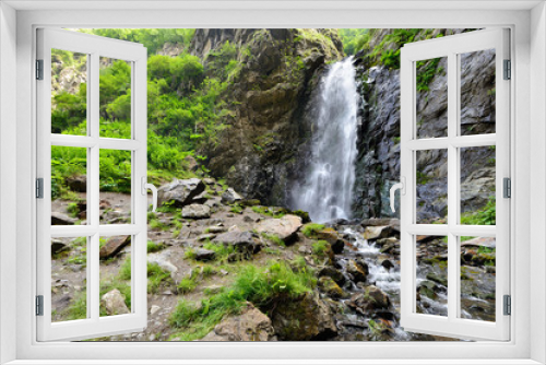 Fototapeta Naklejka Na Ścianę Okno 3D - Gveleti Small Waterfalls being in a Dariali Gorge near the Kazbegi city in the mountains of the Caucasus, Geprgia