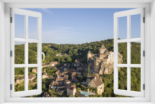 Fototapeta Naklejka Na Ścianę Okno 3D - Aerial view of Castelnaud castle and Tournepique village