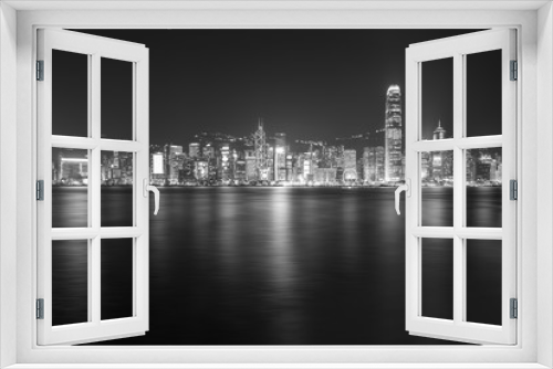 Fototapeta Naklejka Na Ścianę Okno 3D - Panorama of Victoria Harbor of Hong Kong city at night