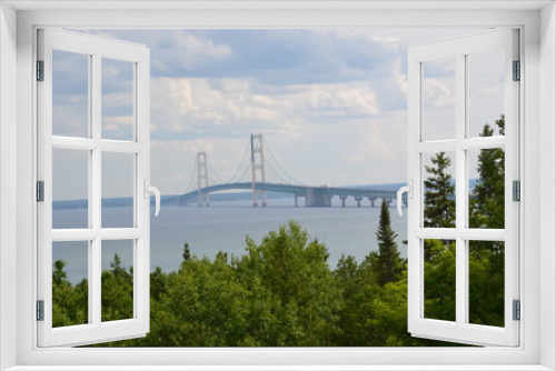 Fototapeta Naklejka Na Ścianę Okno 3D - bridge+lake+michigan+huron