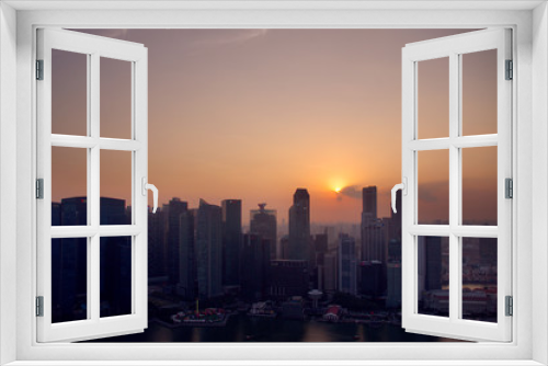 Fototapeta Naklejka Na Ścianę Okno 3D - singapore skyline sunset