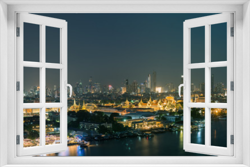 Fototapeta Naklejka Na Ścianę Okno 3D - Unseen thailand nigth panorama view The Grand palace in bangkok ,Thailand