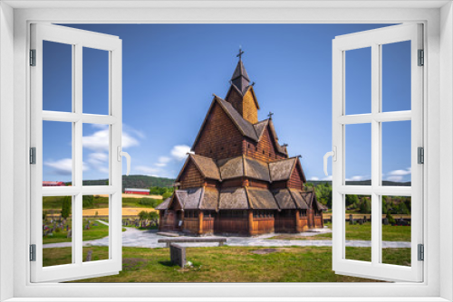 Fototapeta Naklejka Na Ścianę Okno 3D - Heddal - August 01, 2018: Medieval Heddal stave church, the largest of the remaining stave churches in Telemark, Norway