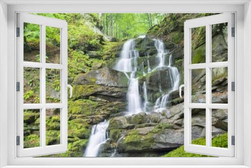 Fototapeta Naklejka Na Ścianę Okno 3D - panoramic view to waterfall in canyon