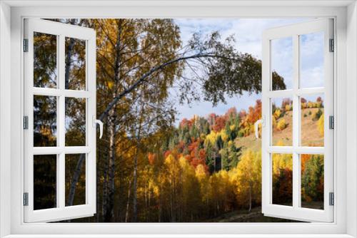 Fototapeta Naklejka Na Ścianę Okno 3D - Autumn landscape in a mountain forest