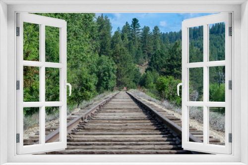 Fototapeta Naklejka Na Ścianę Okno 3D - Long Silent Railroad Tracks Extending on and Waiting Patiently