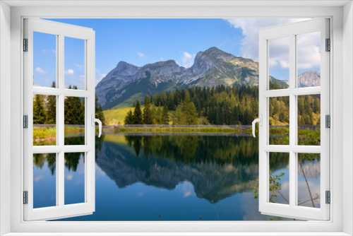 Fototapeta Naklejka Na Ścianę Okno 3D - Das Tennengebirge spiegelt sich im See