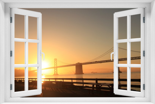 Fototapeta Naklejka Na Ścianę Okno 3D - Sunrise at Bay Bridge, San Francisco