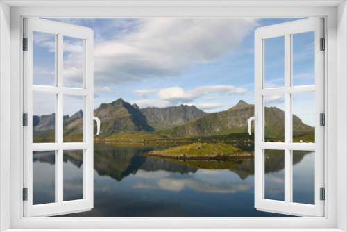 Fototapeta Naklejka Na Ścianę Okno 3D - Tranquil scene and reflections in Norwegian Fjord