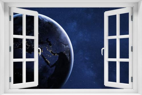 Fototapeta Naklejka Na Ścianę Okno 3D - planet Earth by night in starry sky, view from space, original image furnished by NASA