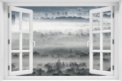 Fototapeta Naklejka Na Ścianę Okno 3D - Morning landscape with fog