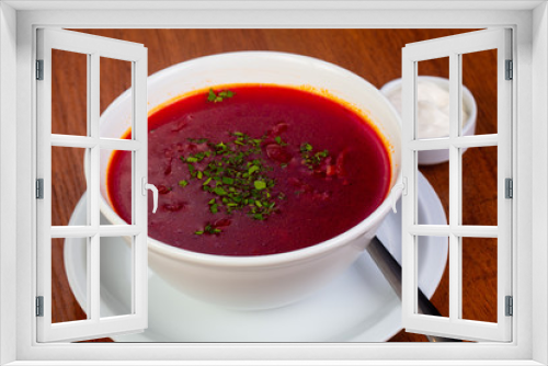 Fototapeta Naklejka Na Ścianę Okno 3D - Tasty borsch soup