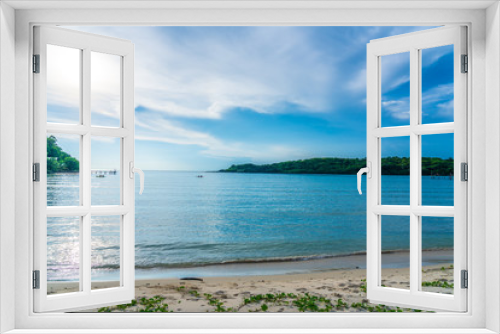 Fototapeta Naklejka Na Ścianę Okno 3D - Beautiful Tropical Beach blue ocean backgrouind Summer view Sunshine at Sand and Sea Asia Beach Thailand Destinations 