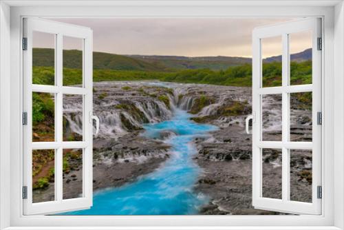 Fototapeta Naklejka Na Ścianę Okno 3D - Bruarfoss Waterfall View from Access Bridge