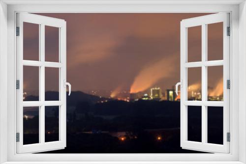 Fototapeta Naklejka Na Ścianę Okno 3D - Industry At Night Panorama