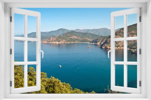 Fototapeta Naklejka Na Ścianę Okno 3D - View of the sea and the mountains of the typical landscape on the island of Corsica