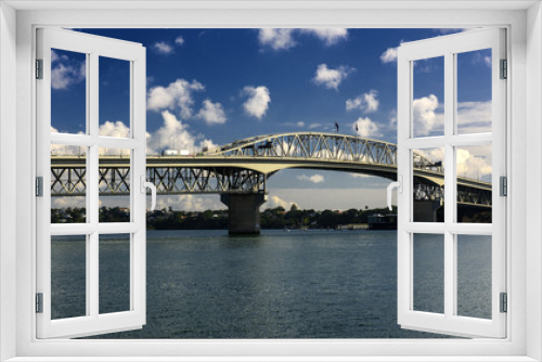 Fototapeta Naklejka Na Ścianę Okno 3D - The Auckland Harbour Bridge, a motorway bridge over Waitematā Harbour in Auckland, New Zealand