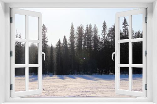 Fototapeta Naklejka Na Ścianę Okno 3D - snowy forest in winter in lapland, finland