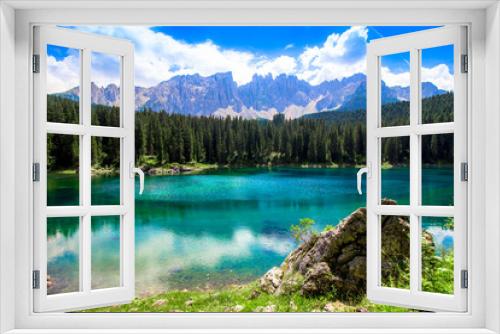 Fototapeta Naklejka Na Ścianę Okno 3D - The Karersee, a lake in the Italian Dolomites