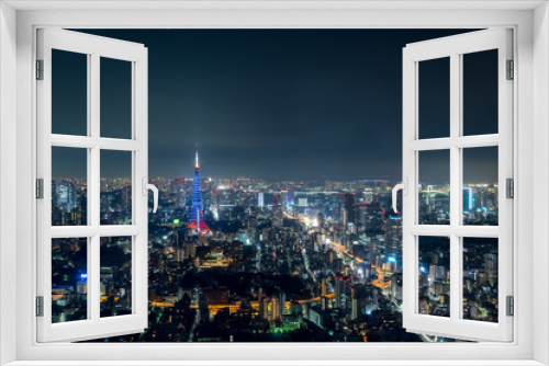 Fototapeta Naklejka Na Ścianę Okno 3D - 東京の夜空と都市夜景３