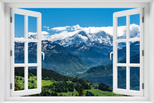 Fototapeta Naklejka Na Ścianę Okno 3D - Switzerland, Beatenberg Alps panoramic view 