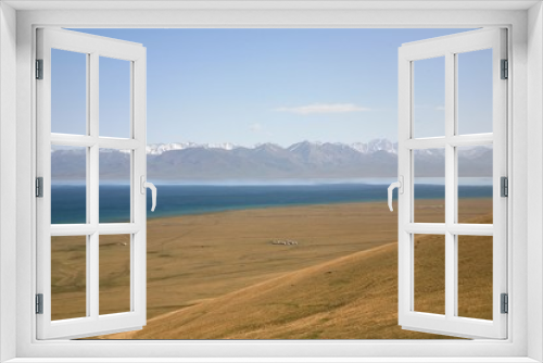 Fototapeta Naklejka Na Ścianę Okno 3D -  The beautiful scenic at Song kul lake ,  Naryn with the Tian Shan mountains of Kyrgyzstan