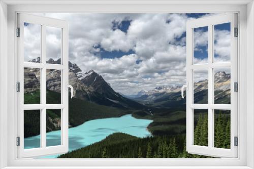 Fototapeta Naklejka Na Ścianę Okno 3D - Panorama of Peyto Lake and dramatic landscape along the Icefields Parkway, Canada