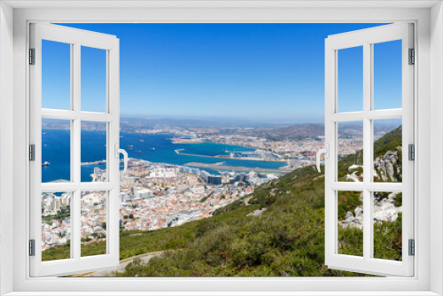 Fototapeta Naklejka Na Ścianę Okno 3D - Gibraltar Panorama Affenfelsen Felsen Fels The Rock Hafen Meer Mittelmeer Übersicht Stadt