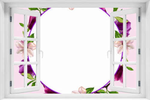 Fototapeta Naklejka Na Ścianę Okno 3D - Postcards with flowers of magnolia. Watercolor handmade. For the design of your invitations to the wedding, congratulations on your birthday, from March 8 and other festive event