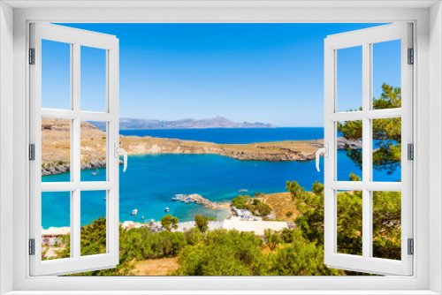 Fototapeta Naklejka Na Ścianę Okno 3D - Beautiful Bay of Lindos on Rhodes island, Greece