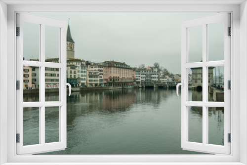 Zurich landscape, river, architecture, Switzerland