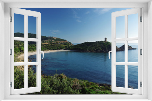 Fototapeta Naklejka Na Ścianę Okno 3D - Genoese tower of Fautea beach in Corsica