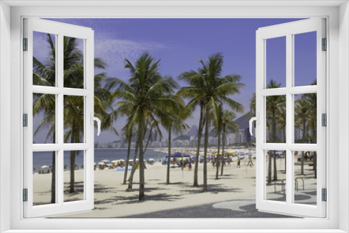 Fototapeta Naklejka Na Ścianę Okno 3D - Palm trees on the beach near Leme in Rio de Janeiro Brazil