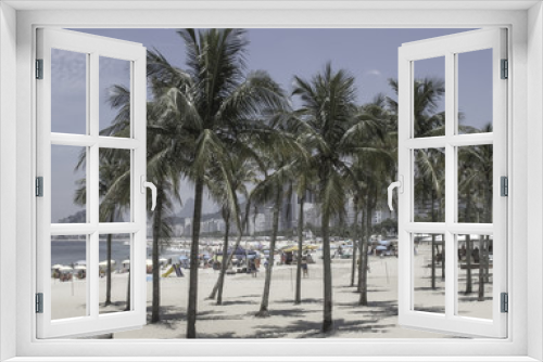 Fototapeta Naklejka Na Ścianę Okno 3D - Palms on Leme beach in Rio de Janeiro Brazil