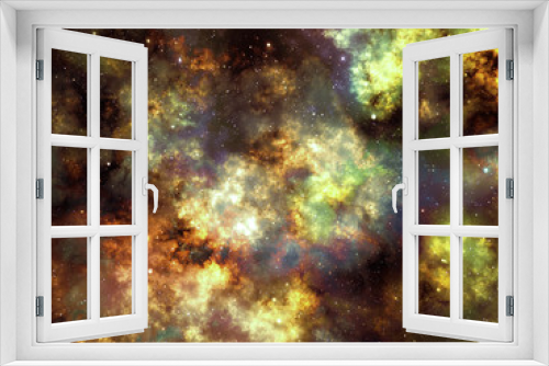 Fototapeta Naklejka Na Ścianę Okno 3D - Glowing nebula gaz clouds and stars, illustration of outer space